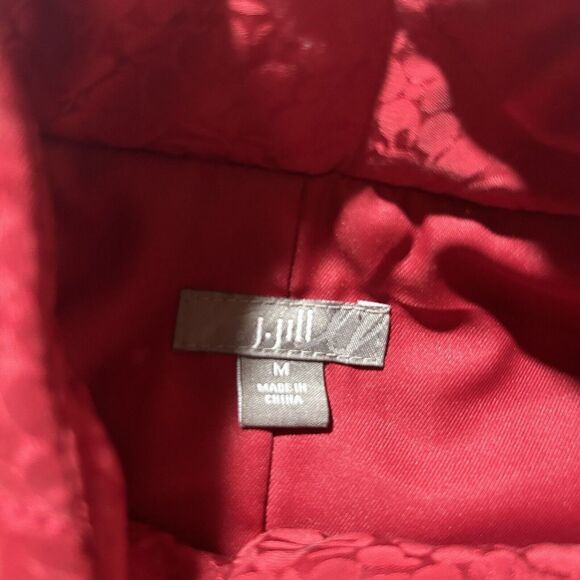 Vintage J Jill Red Silk Jacket Mandarin Collar Size Medium - Picture 10 of 12